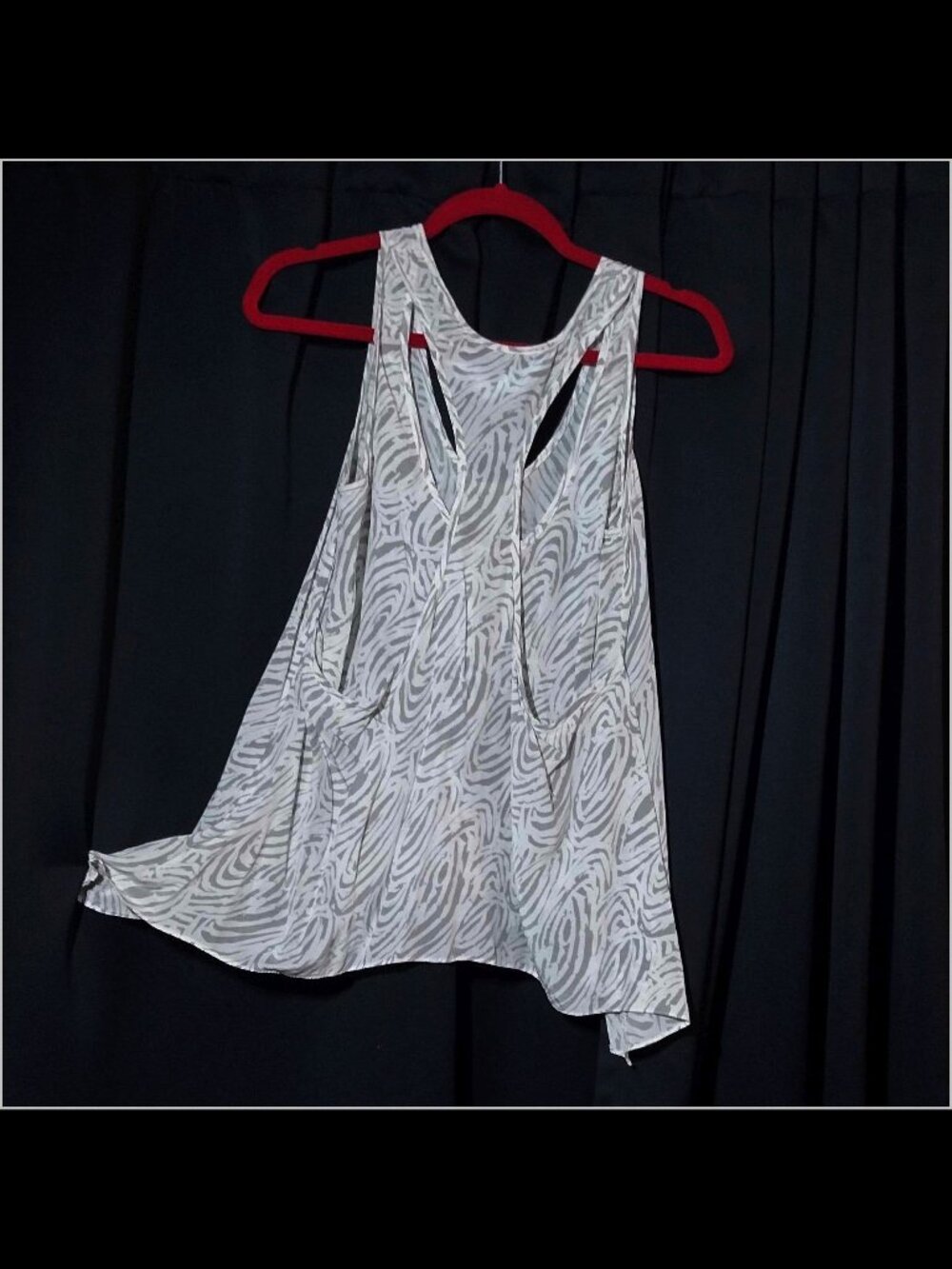 Small - Gray and White Spiral Swirl Racerback Top